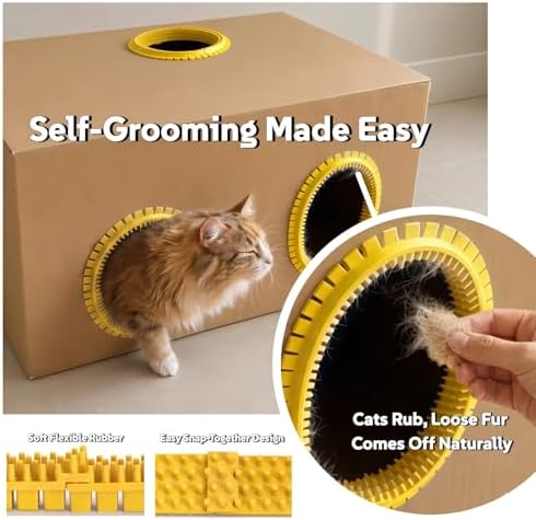 Cat Self Groomer Arch for Cardboard Boxes(Yellow | Refill) - Image 5