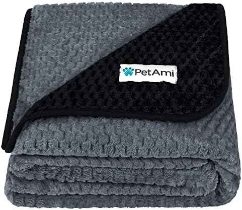 PetAmi Waterproof Dog Blanket, Leakproof Pet Blanket, Twin 60x80 Black Gray by PetAmi