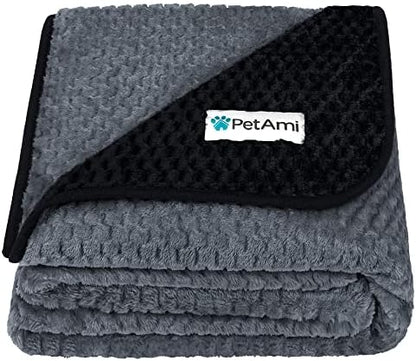 PetAmi Waterproof Dog Blanket, Leakproof Pet Blanket, Twin 60x80 Black Gray by PetAmi