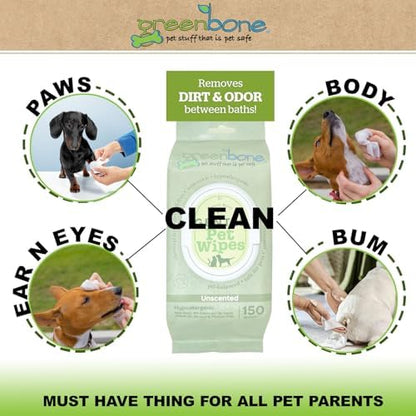 Greenbone Gentle Pet Wipes Unscented 150 Wipes - Image 7