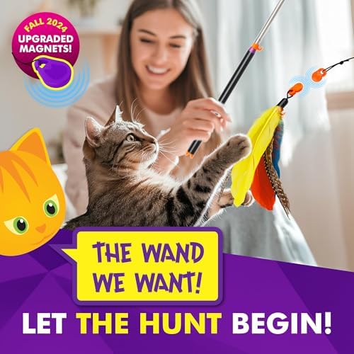 Cat Amazing Snatch - Magnetic Cat Wand Toy! Telescoping, Durable Feather Toy for Cats - Fishing Pole & Teaser Wand String Stick - Cats Can Really Catch! - Image 6