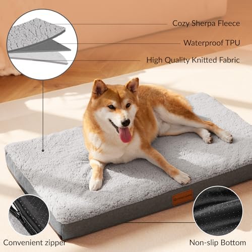 Patas Lague Orthopedic Large Dog Bed Washable Pet Sofa Mat 48''X30'' Grey - Image 3