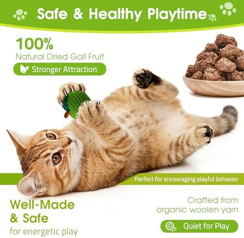 9-Pack Catnip Cat Toys Balls, Handmade Yarn Balls with Natural Silvervine Gall Fruit, Interactive Cat Nip Ball Toys for Indoor Kitten Kitty Enrichment & Stress Relief - Image 2