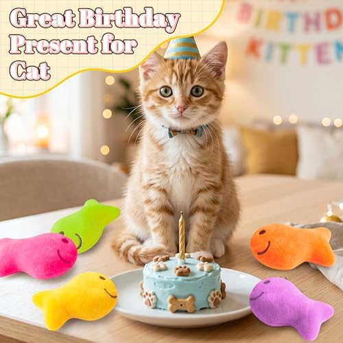 L1rabe Goldfish Cracker Catnip Toys for Cats, 5 Pcs Colorful Cat Chew Toys - Image 5