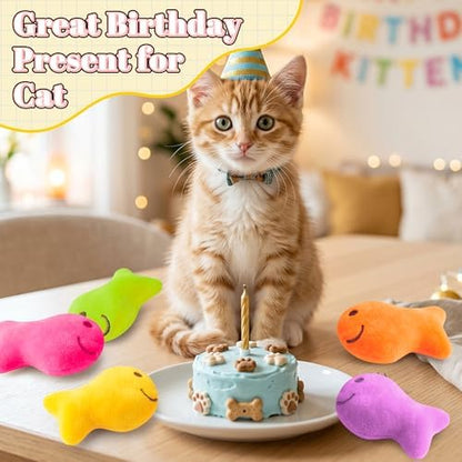 L1rabe Goldfish Cracker Catnip Toys for Cats, 5 Pcs Colorful Cat Chew Toys - Image 5