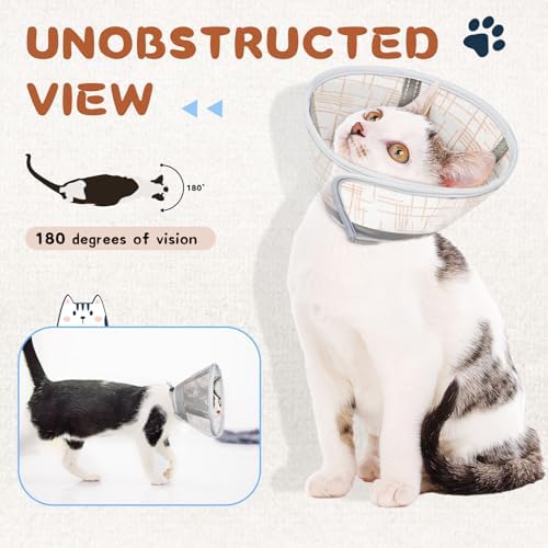 Supet Cat Cone Collar Soft, Air Mesh Recovery Collar to Stop Licking, Breathable Neck Cone Alternative, Lightweight Cat Head Cone Anti Scratch (Orange,M) - Image 5