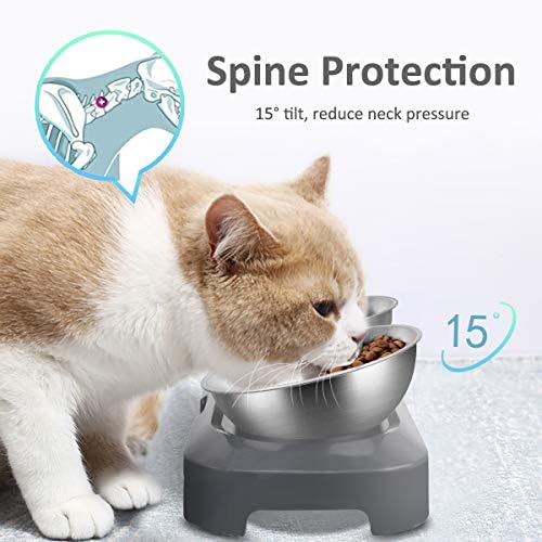AYADA Raised Cat Food Bowl Stainless Steel 15 Degree Tilt (Double) - Image 3
