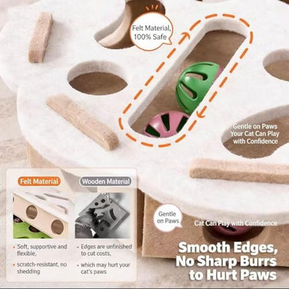 Interactive Cat Puzzle Toy, Cat Scratch Puzzle Enrichment Box with Bell, Felt Maze Box, Mental Stimulation Toy for Cats, Self Play Fun Exercise Hide Seek Moving Cat Toy for Bored Cats - Image 5