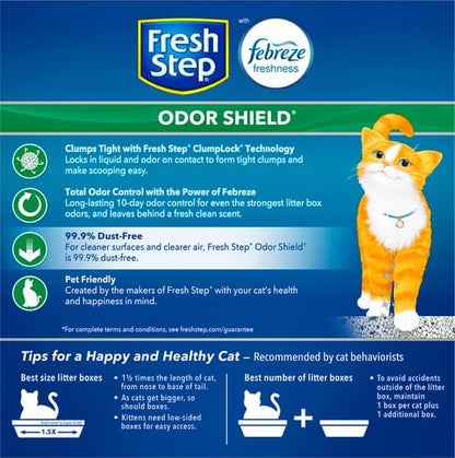 Fresh Step Clumping Cat Litter, Odor Shield, Long Lasting Odor Control Kitty Litter with Activated Charcoal, Low Dust Formula, 14 lb (Pack of 2)