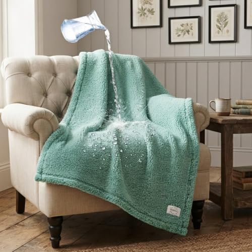 Waterproof Green Dog Blanket Reversible Pet Bed Cover Puppy Throw Blankets Leakproof Sofa Couch Cover Cat Pet Jacquard Blanket for Warm Fluffy Washable Mat-Green,L-65x57in - Image 4