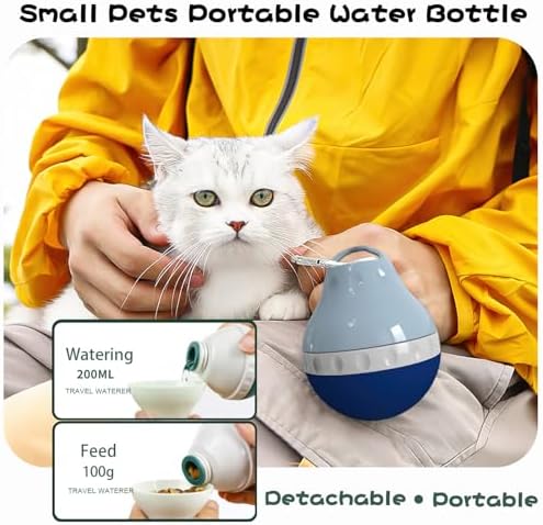 Dog Travel Water Bottle Detachable Bowl Leak Proof Portable ，Silicone Bottle Body，Collapsible and Suitable for Small Pets for Outdoor Walking, Hiking, Travel (Blue, 200ml) - Image 3