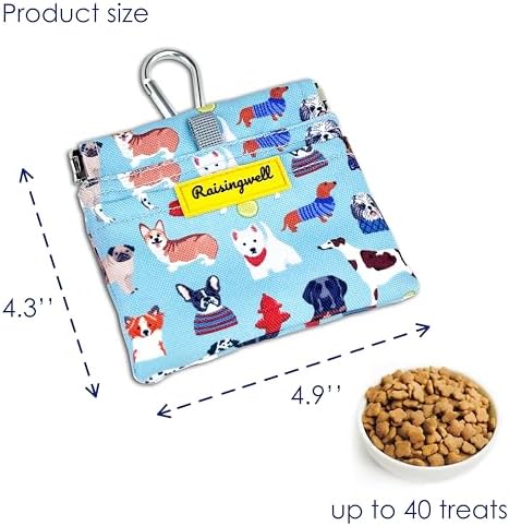 Dog Treat Pouch,Cotton Pocket Sized Training Holder, Hand Free Walking Funny Bag with Carabiner, Self-Closing Pet Feed Snack Reward, Behavior Aids for Puppy Travel or Outdoor Use（Dog Puzzle） - Image 2
