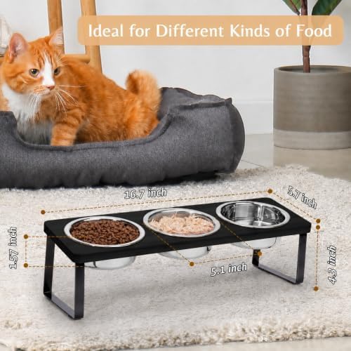 Elevated Black Cat Food Bowl for Indoor Cats, 3 Raised Water Bowl for Pet - Image 5