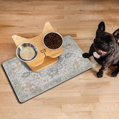Vintage Tribal Dog Food & Water Mat, Boho Pet Feeding Mat for Floor Non-Slip Waterproof, Super Absorbent Cat Bowl Mat, Easy to Clean Durable Pet Placemat,16" × 24" - Image 3