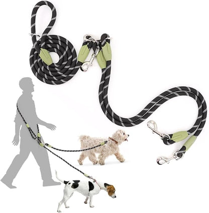 pawstrip Hands Free Dog Leash Crossbody Dog Running Leash Handsfree Pet Rope for Hiking Training Heavy Duty Reflective Pet Walking Belt (Black for Two Dogs)
