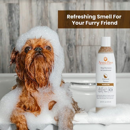 Dog Shampoo and Conditioner - Aromatic Tearless Shampoo for Cleansing, Grooming, and Conditioning Sensitive Skin - Moisturizing Shampoo for Dogs and Puppies - Coconut Papaya 13.5 oz - Image 6