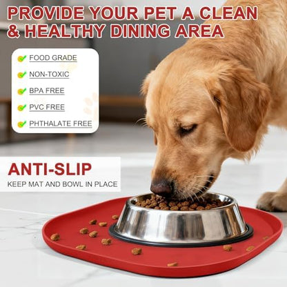 SMILOOL Waterproof Silicone Pet Food Mat with Raised Edge for Dog & Cat - Image 3