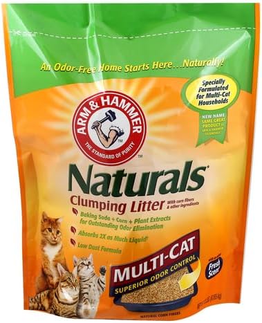 ARM & HAMMER Naturals Clumping Cat, Litter Odor Control, Multi Cat Litter, 18 lb. Bag (Pack of 2)