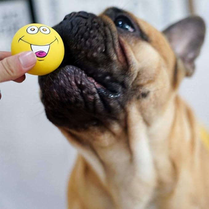 Latex Dog Chewing Squeaky Ball Toys Face Fetch Play Toy for Puppy Small Medium Pets Dog cat 6PCS/Set