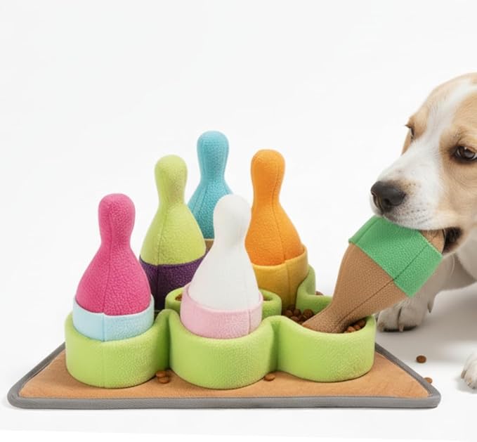 American Brand | Interactive Dog Puzzle Toy | Anti-Boredom & Mental Stimulation | Snuffle Mat for Dogs | Slow Feeding & Enrichment Game | Small, Medium, Large Dogs | Pizza or Bowling (Bowling)