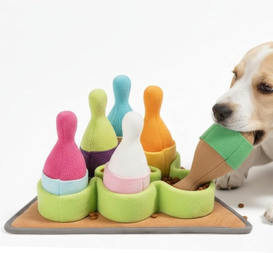 American Brand | Interactive Dog Puzzle Toy | Anti-Boredom & Mental Stimulation | Snuffle Mat for Dogs | Slow Feeding & Enrichment Game | Small, Medium, Large Dogs | Pizza or Bowling (Bowling)