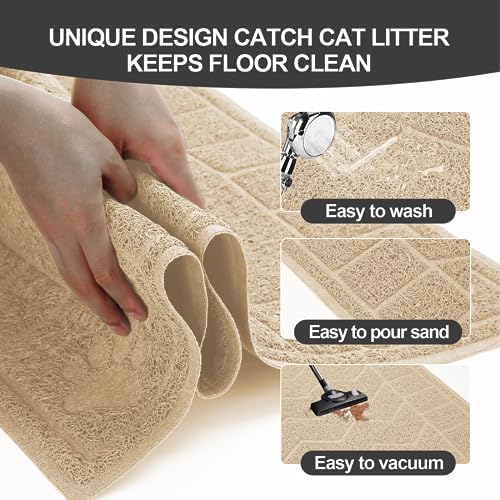Cat Litter Box Mat, 35" x 24" Large Waterproof Litter Trapping Mat - Image 4
