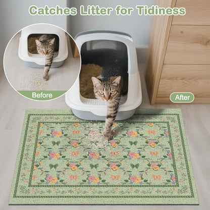 Unicorn Catcher 40"x30" Cat Litter Mat Non-Slip Washable Litter Box Mat - Image 2
