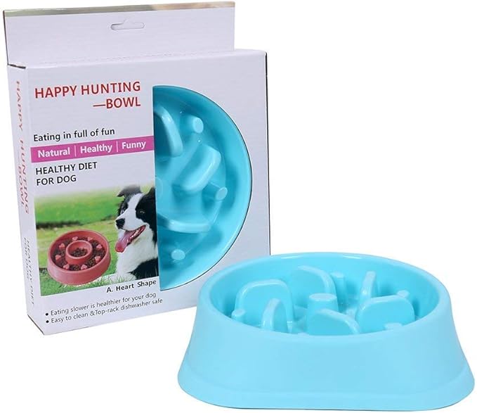 WenYing Slow Feeder Puzzle Dog Bowls, Interactive Bloat Stop Bowl, Food Water Fun Feeding, Non-Slip Anti Choke Healthy Diet, Blue