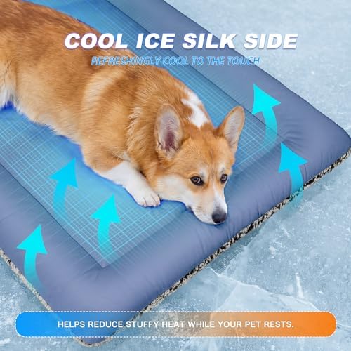 Self Warming Cat Bed, Reversible Cooling Mat for Cats, Dark Blue, 24x36 In - Image 3