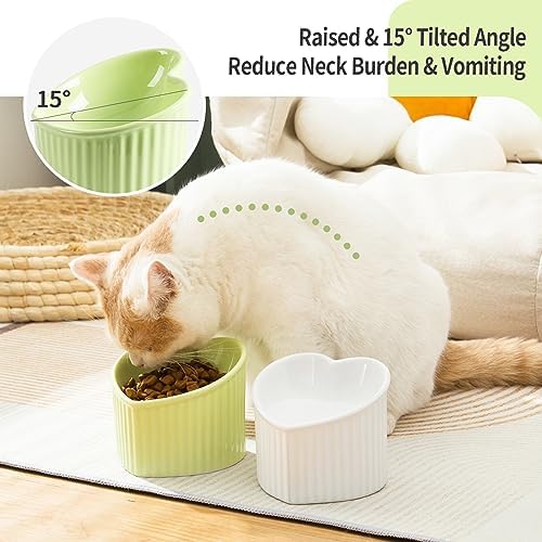 5.5 in Green Ceramic Raised Tilted Cat Food Bowl 1 Pack - Image 4