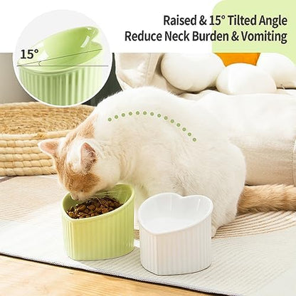 5.5 in Green Ceramic Raised Tilted Cat Food Bowl 1 Pack - Image 4