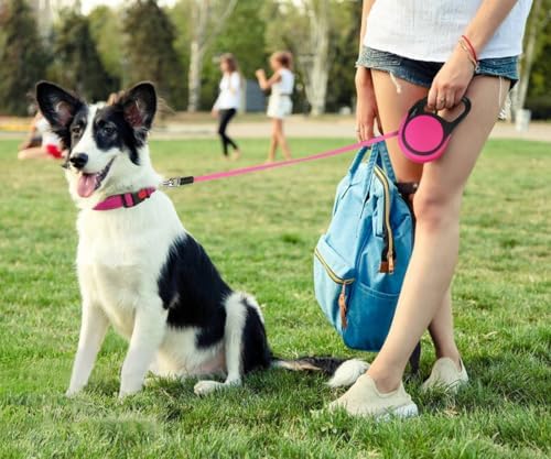 Taglory Retractable Dog Leash, One-Handed Brake, 16ft, Up to 44 lbs, Pink - Image 2