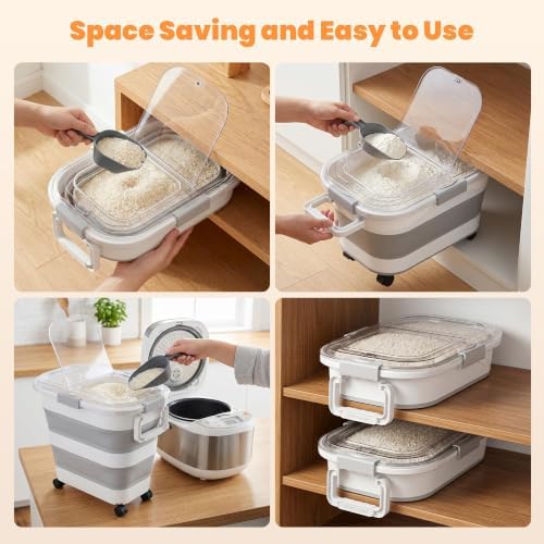 2 Pack 25 Lbs Dog Food Storage Container, Collapsible Rice Container - Image 6