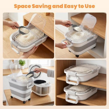 2 Pack 25 Lbs Dog Food Storage Container, Collapsible Rice Container - Image 6