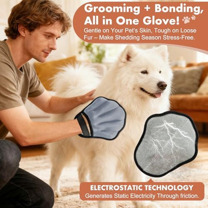 Pet Hair Removal Glove, Electrostatic Pet Hair Remover Glove for Cats & Dogs, Pet Hair Remover Tool for Laundry, Couch, Carpet, Car Seat - Upgraded Five-Finger, Reusable, Grey+Grey - Image 2