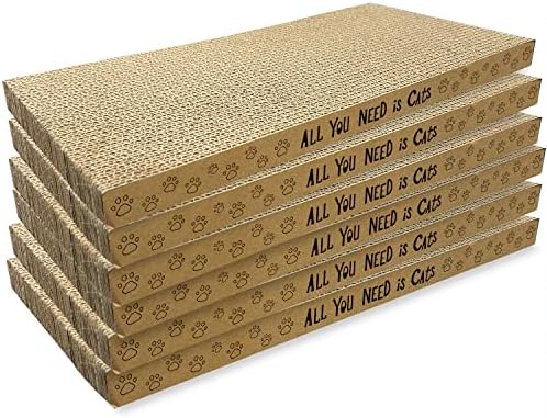 AccEncyc Cardboard Cat Scratcher Pads Cat Scratching Board for Indoor 16.5”Lx8.3”Wx1”H Dual-Side Corrugated Cats Scratching Post Reusable Cats Supplies - 6 Pack by Unknown