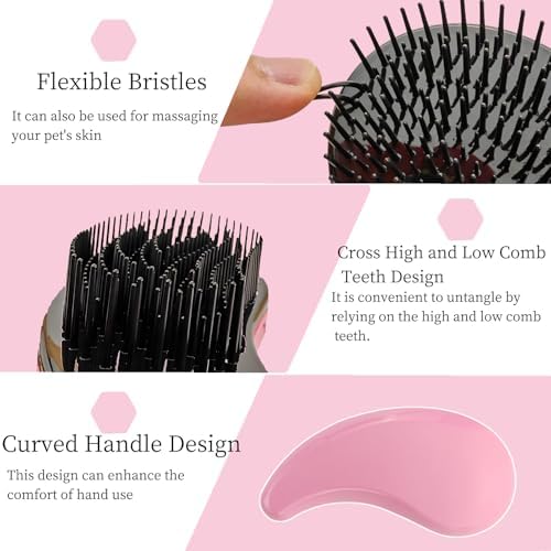 Comma-Shaped Small Dog Brush, Puppy Essentials (Pink) - Image 3