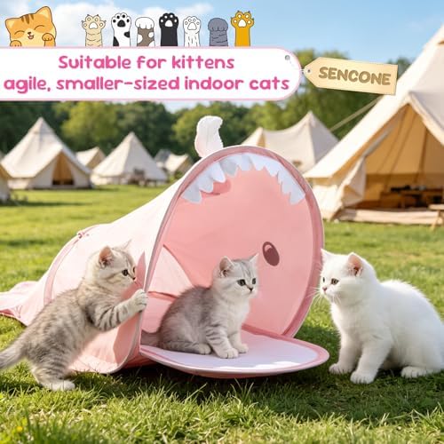 SENCONE Whale-Shaped Cat Tunnel Toy Portable Hideout Nap Tube for Kittens - Image 5