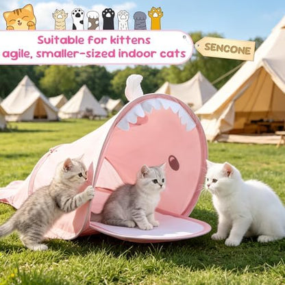 SENCONE Whale-Shaped Cat Tunnel Toy Portable Hideout Nap Tube for Kittens - Image 5
