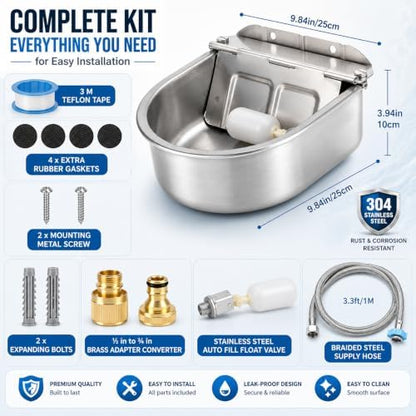 FHTONGE 304 Stainless Steel Automatic Dog Water Bowl Dispenser with Outfall - Image 7