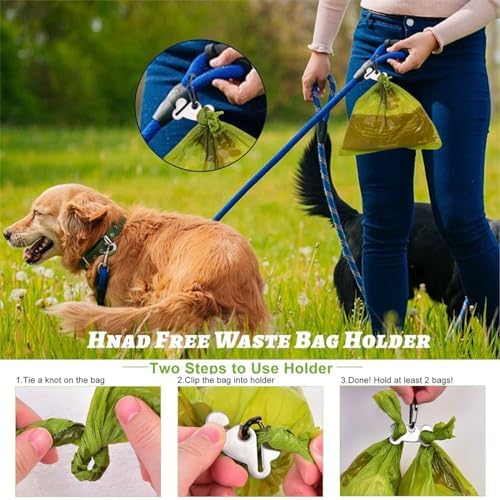 Dog Poop Bag Holder for Leash Attachment - Waste Bag Dispenser for Leash - Fits Any Dog Leash - Portable Set with Hand Free Holder Metal Carrier, Round Shape, Purple - Image 6