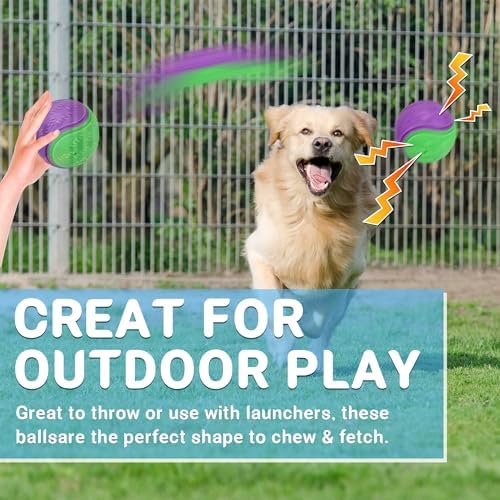 LECHONG 3.5in Squeaky Dog Balls Toys for Training, Dog Toys to Keep Them Busy, High Bouncy Balls for Interactive Playing, Great for Puppy Pet Teething and Chew 4Pcs - Image 4