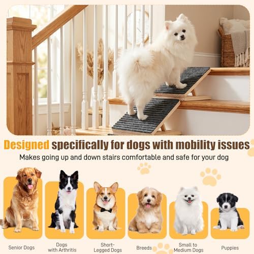 Dog Ramp for Stairs 4 Pack, Adjustable Non-Slip Wooden Stair Wedges - Image 6