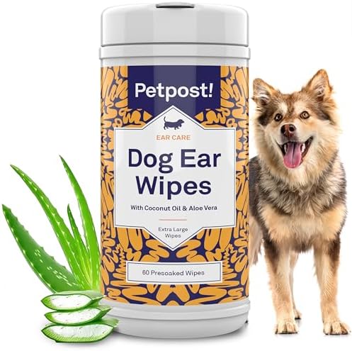 Petpost Large Dog Ear Cleaner Wipes | Ultra Soft XL Cotton Pads in Coconut Oil Aloe Solution | Remedy for Dog Ear Rinse & Cleanser 60 ct. by Petpost