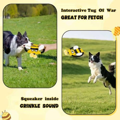 4 Pack Dog Squeaky Toys, Bee Interactive Toys Set, Natural Rope Tug Toy, Crinkle Flying Disc, Tennis Ball ，Puzzle Feeder, Safe Durable Dog Toys for Small Medium Dogs Indoor Outdoor Play - Image 4
