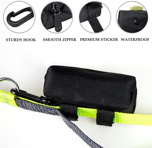 Dog Poop Bag Rolls Holder for Leash + 20 Doggy Waste Bags, Black - Image 3