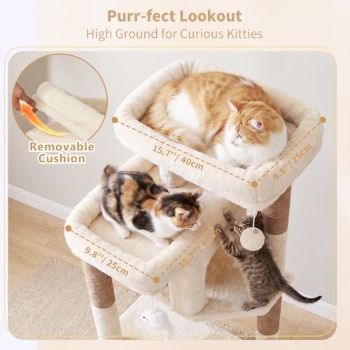 Heybly 34.6" Cat Tree Anti-Tipping Floor Cat Condo for Kittens, HCT205SMJ - Image 2