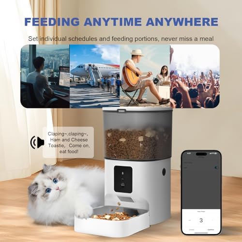 ANDOLL HOME 2.4G Automatic Cat Feeder, 4L WiFi Food Dispenser with 10s Voice Recorder, Pet Feeder up to 10 Meals per Day, Timed Cat Feeder with Dry Food Sealed Ring - Image 3