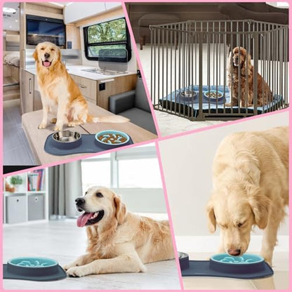 Slow Feeder Dog Bowls 3 in 1 Stainless Steel Food Water Bowl to Slow Eating - Image 7