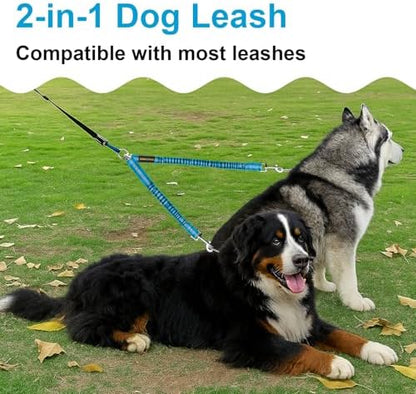 MingXpet 2 Dog Leash, Dog Leash for 2 Dogs, 360° Swivel No Tangle Double Walking Training Leashes for Large Dogs that Pull, Comfortable Shock Absorbing Reflective Bungee, Blue - Image 7